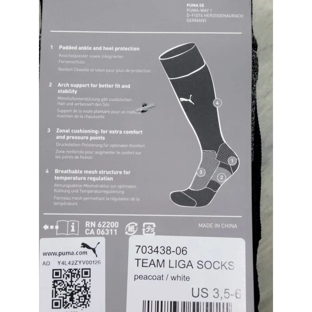 Puma Liga Knee High Socks Blue Size 3.5 6